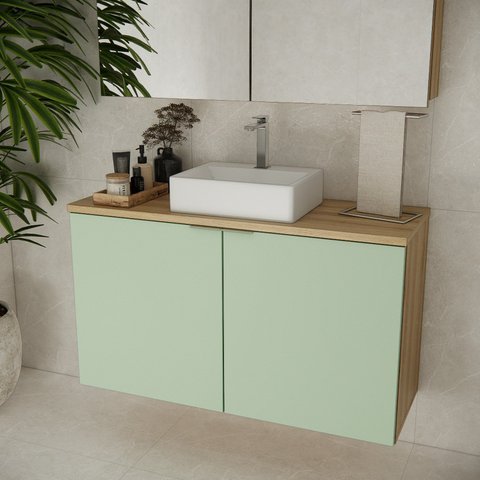Gabinete de Banheiro com Cuba 110cm x 65cm Nature Verde/Carvalho