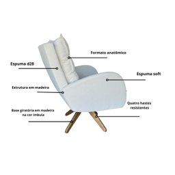 Poltrona Paris Giratória em Boucle Estofada Escritório Sala:castanha - 2