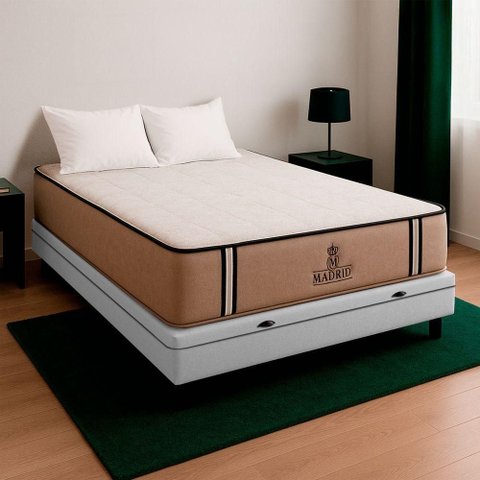 Cama Box Viúvo e Colchão Madrid Molas V-store 128x188x28 Branco