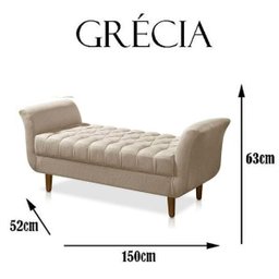Recamier Grécia Calçadeira Decoração Moderno Quarto Sala Estar Jantar Suede Bege - 2