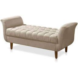 Recamier Grécia Calçadeira Decoração Moderno Quarto Sala Estar Jantar Suede Bege - 1