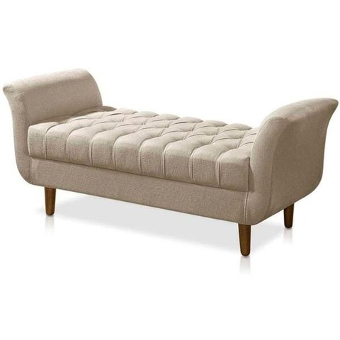 Recamier Grécia Calçadeira Decoração Moderno Quarto Sala Estar Jantar Suede Bege