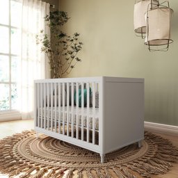 Quarto Bebê Completo Berço Cômoda e Guarda-roupa Fofura - Branco - 3