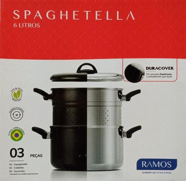 Espagueteira Antiaderente 6,0 Litros - Spaguetella Ramos - 2