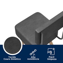 Kit 2 Banquetas Barcelona Pés Palito Tecido Sintético Preto Salaone - 3