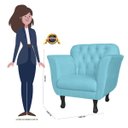 Ver imagem 5 de Poltrona Decorativa Pés Luis XV Suede Azul Turquesa - DS Estofados