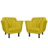 Kit 2 Poltronas Decorativas Pés Luis Xv Suede Amarelo - Ds Estofados - 1