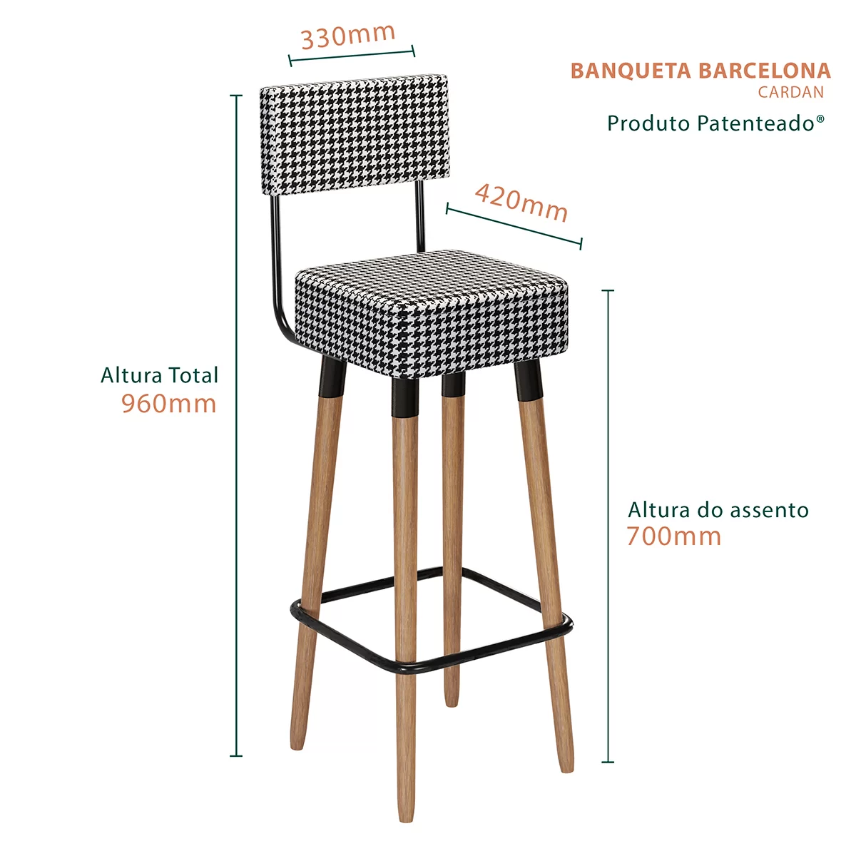 Banqueta Pés Palito Barcelona Cardan 1 Unidade | MadeiraMadeira