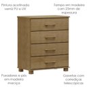 Ver imagem 4 de Comoda 4 Gavetas Madeira Maciça 84 Cm 2250 Freijo Milani Store