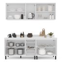Ver imagem 4 de Cozinha Amara 200x224,5cm Armários Aéreos Porta Vidro Balcões com Tampo Branco/Azul 250787