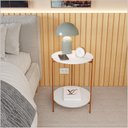 Ver imagem 2 de Mesa de Apoio Lateral Duda Branco com Pés de Ferro Bronze Ofertamo