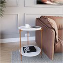 Ver imagem 3 de Mesa de Apoio Lateral Duda Branco com Pés de Ferro Bronze Ofertamo