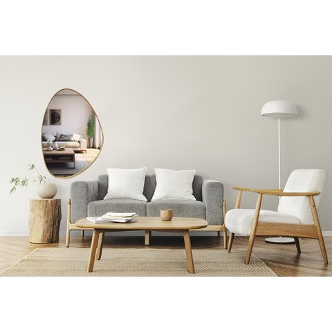 Espelho Decorativo Organico 90x65 com Borda Moldura em Lamina de Madeira Grande