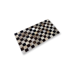 Passadeira Capacho 70x40cm em Couro Marrom Xadrez Quadriculado Placas 5cm - 1