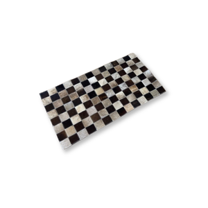 Passadeira Capacho 70x40cm em Couro Marrom Xadrez Quadriculado Placas 5cm