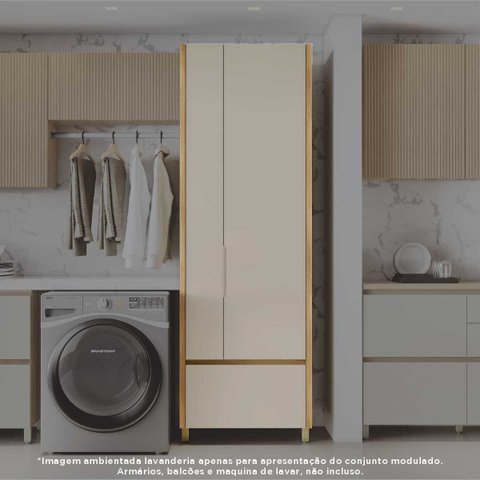 Armario Lavanderia 2 Portas 2 Gavetas Nesher 70cm 100 MDF