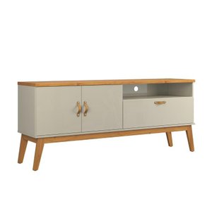 Rack / Bancada Si 1.60m Estilo Retrô para Tv até 60'' Cor Off White / Cinamomo