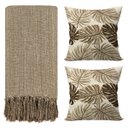 Ver imagem 1 de Kit 1 Manta para Sofá 2,40 X 1,80 + 2 Capas de Almofada Cor:caramelo-bege