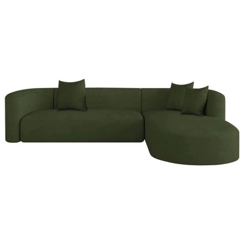 Sofá Modular Celinne Luxuoso Sala de Estar Decoração Luxo 265cm Linho Verde