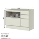 Ver imagem 4 de Balcão Pia 120cm 1 Porta 4 Gavetas 100% MDF com Tampo Fineze Bege/Areia HP