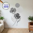 Ver imagem 2 de Adesivo Floral Boho Cinza Estilo Nórdico 88x150 Minimalista Abstrato