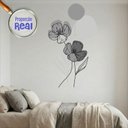Ver imagem 3 de Adesivo Floral Boho Cinza Estilo Nórdico 88x150 Minimalista Abstrato