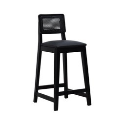 Banqueta Gabi Madeira Maciça Encosto Anatômico c/ Telinha e Assento Estofado c/ 68cm Altura - Preto  - 1