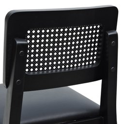 Banqueta Gabi Madeira Maciça Encosto Anatômico c/ Telinha e Assento Estofado c/ 68cm Altura - Preto  - 8