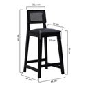 Ver imagem 2 de Banqueta Gabi Madeira Maciça Encosto Anatômico c/ Telinha e Assento Estofado c/ 68cm Altura - Preto 