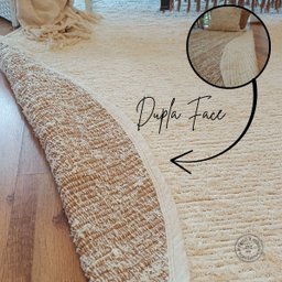 Tapete Artesanal Redondo Boho Peludo Dupla Face Caramelo 2m - 6