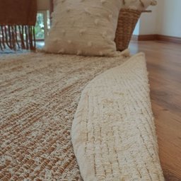 Tapete Artesanal Redondo Boho Peludo Dupla Face Caramelo 2m - 5
