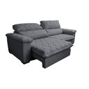 Ver imagem 7 de Sofá Retrátil e Reclinável 3,15m Molas Ensacadas Cama inBox Big Home Bordado 3D Linho Cinza
