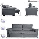 Ver imagem 2 de Sofá Retrátil e Reclinável 3,15m Molas Ensacadas Cama inBox Big Home Bordado 3D Linho Cinza