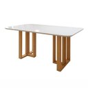 Ver imagem 2 de Mesa de Jantar 6 Lugares Tampo Vidro e MDF Tessera Off White Amêndoa Clean/Off White
