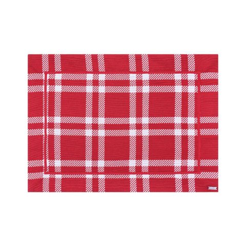 Lugar Americano em Tecido Jacquard Contorno Bordado 50x36cm Mameg Xadrez Angeline