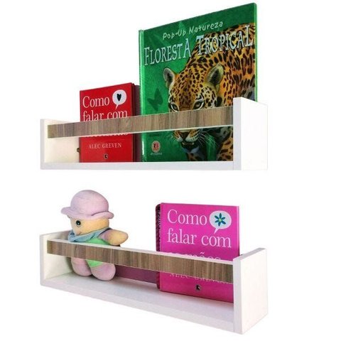 Kit de Prateleiras para Livros Infantis Estante Organizadora de Brinquedos MDF 2UN55CM