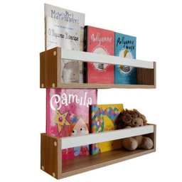 Kit 2 Nichos Porta Livros Infantis Prateleira Organizadora de Bonecos Estante de Brinquedos 55cm - 2