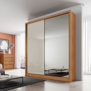 Guarda-roupa Virtus 1600 com 1 Porta Espelho Peliculado 2 Portas e 3 Gavetas