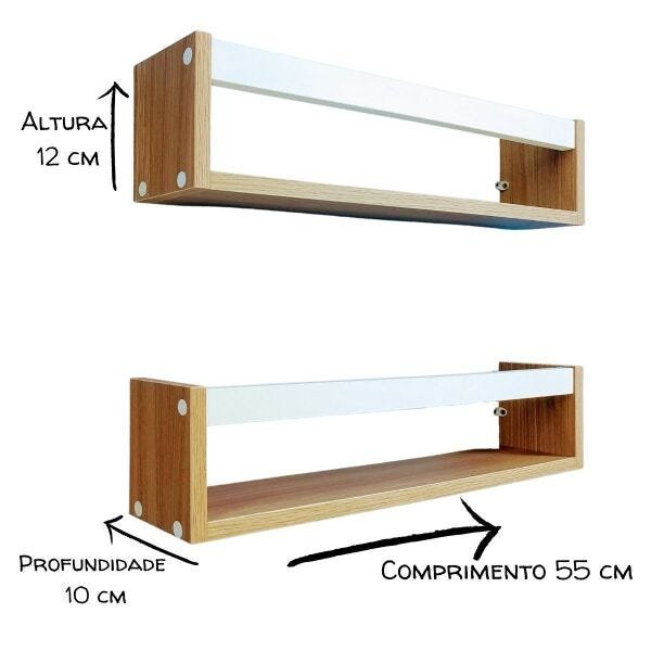 Estante Nicho Organizador de Cozinha Prateleira Livreiro de Parede Mdf madeira 2un 55cm - 6