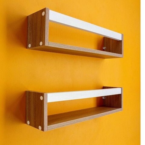 2 Prateleiras para Banheiro Lavabo Nicho para Sala de Leitura Infantil MDF 55cm