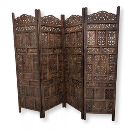 Biombo de Madeira Mdf Indiano Artesanato Rico em Detalhes Loja da Índia Biombo Feito na Índia _pront - 4