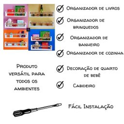 Prateleira para Cozinha Estante Nicho Organizador Temperos Mdf 2un 55cm - 5