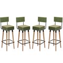 Ver imagem 1 de Kit 4 Banquetas Banco Alto Barcelona Couro Verde Bar Cozinha Pés Madeira Mz Decor