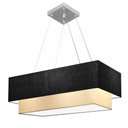 Ver imagem 1 de Lustre Pendente Retangular Vivare Md-4138 Cúpula em Tecido 70x30cm X 60x25cm - Bivolt Preto-bege