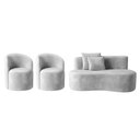 Ver imagem 2 de Conjunto Decorativo 02 Poltronas + Sofá Curvo Orgânico Nature Gaia Veludo Cinza Claro - Montanaris D