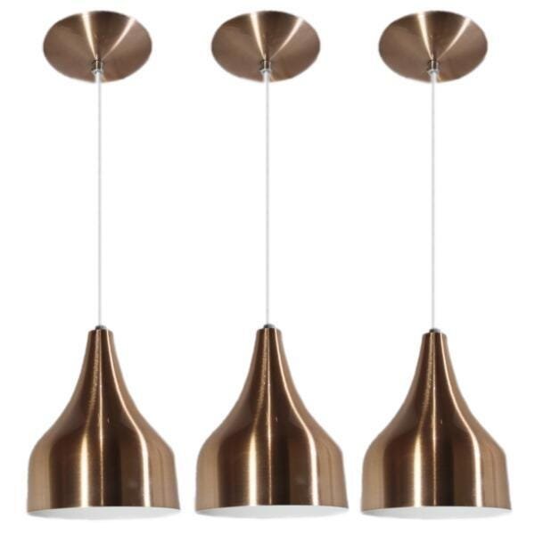 Kit 3 Luminárias Pendentes Cone Milão MadeiraMadeira