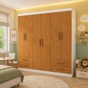 Ver imagem 1 de Guarda-Roupa Infantil com 6 Portas e 4 Gavetas 177cm Multimóveis CR35560 Branco/Madeirado