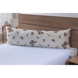 Fronha para Travesseiro de Corpo 1,50mx50cm 100% Algodão 180 Fios Borboleta Cáqui