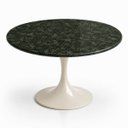 Ver imagem 1 de Mesa de Jantar Saarinen Redonda 140 cm Tampo Mármore Verde Guatemala Base Laca Off White