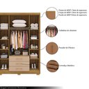 Ver imagem 3 de Guarda Roupa Solteiro Linna 150cm 4 Portas de Bater 3 Gavetas Nature/terracota G98 - Gran Belo